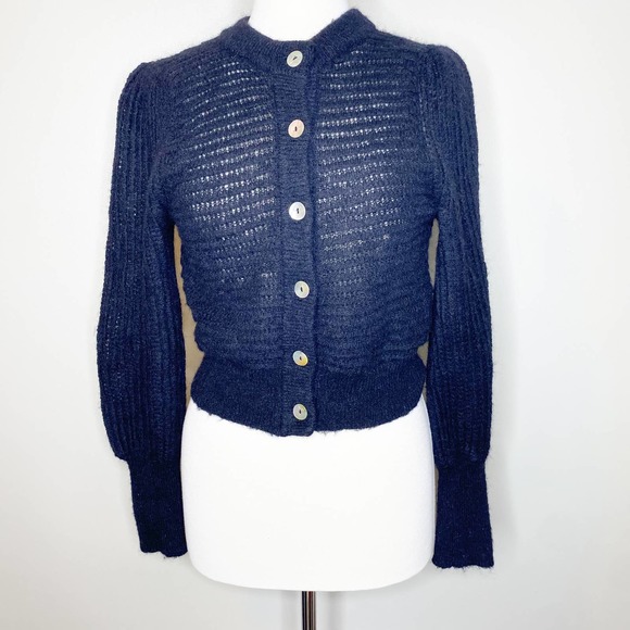 Aritzia Wilfred Cardigan Black Mohair Alpaca Blend Loose Knit Small - Picture 2 of 8